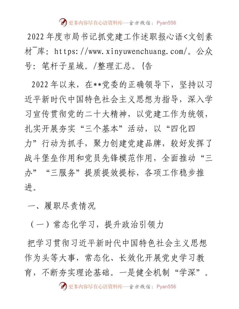 度市局书记抓党建工作述职报告.docx_第1页