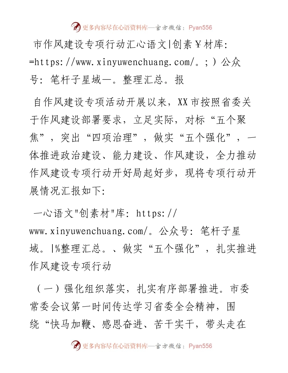 市作风建设专项行动汇报.docx_第1页