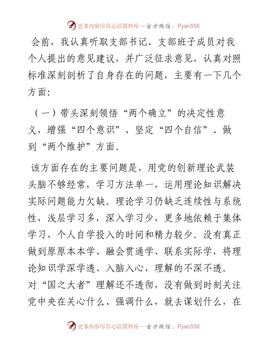 支部委员组织生活会个人发言提纲.docx_第2页