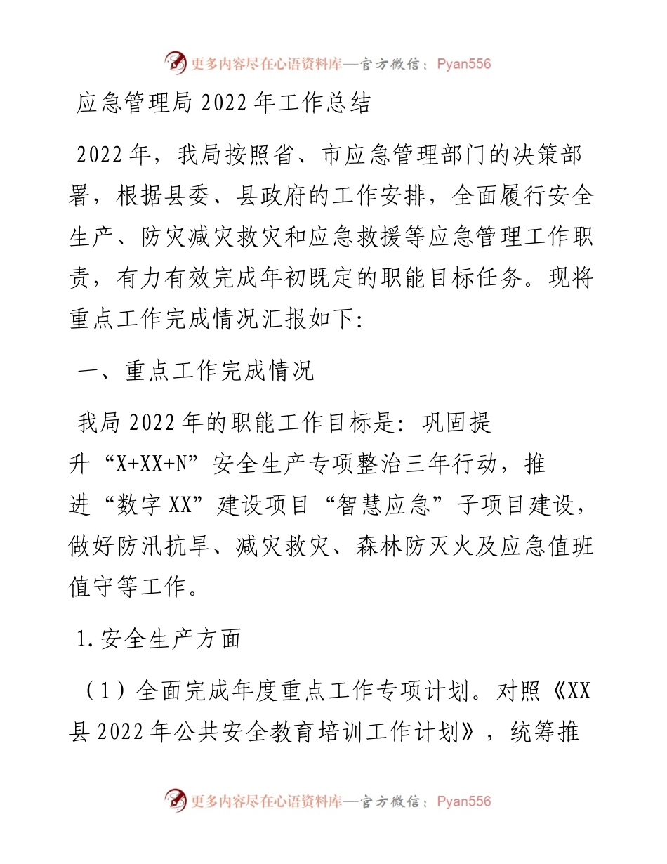 应急管理局工作总结.docx_第1页
