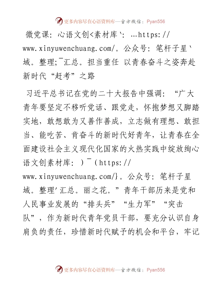 微党课：担当重任 以青春奋斗之姿奔赴新时代“赶考”之路.docx_第1页