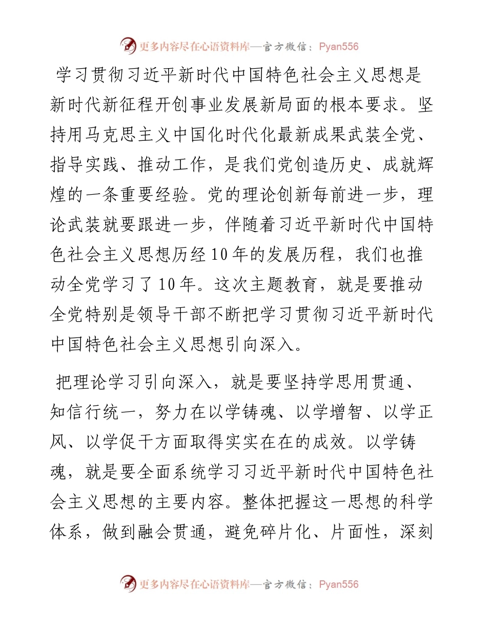 抓牢四个点，推进主题教育走深走实（学习贯彻新时代特色思想）.docx_第2页