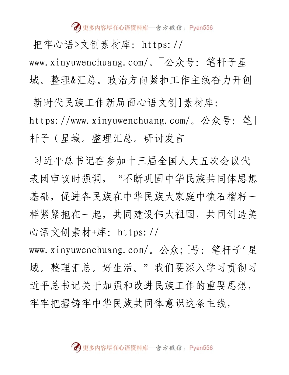 把牢政治方向紧扣工作主线奋力开创新时代民族工作新局面研讨发言.docx_第1页