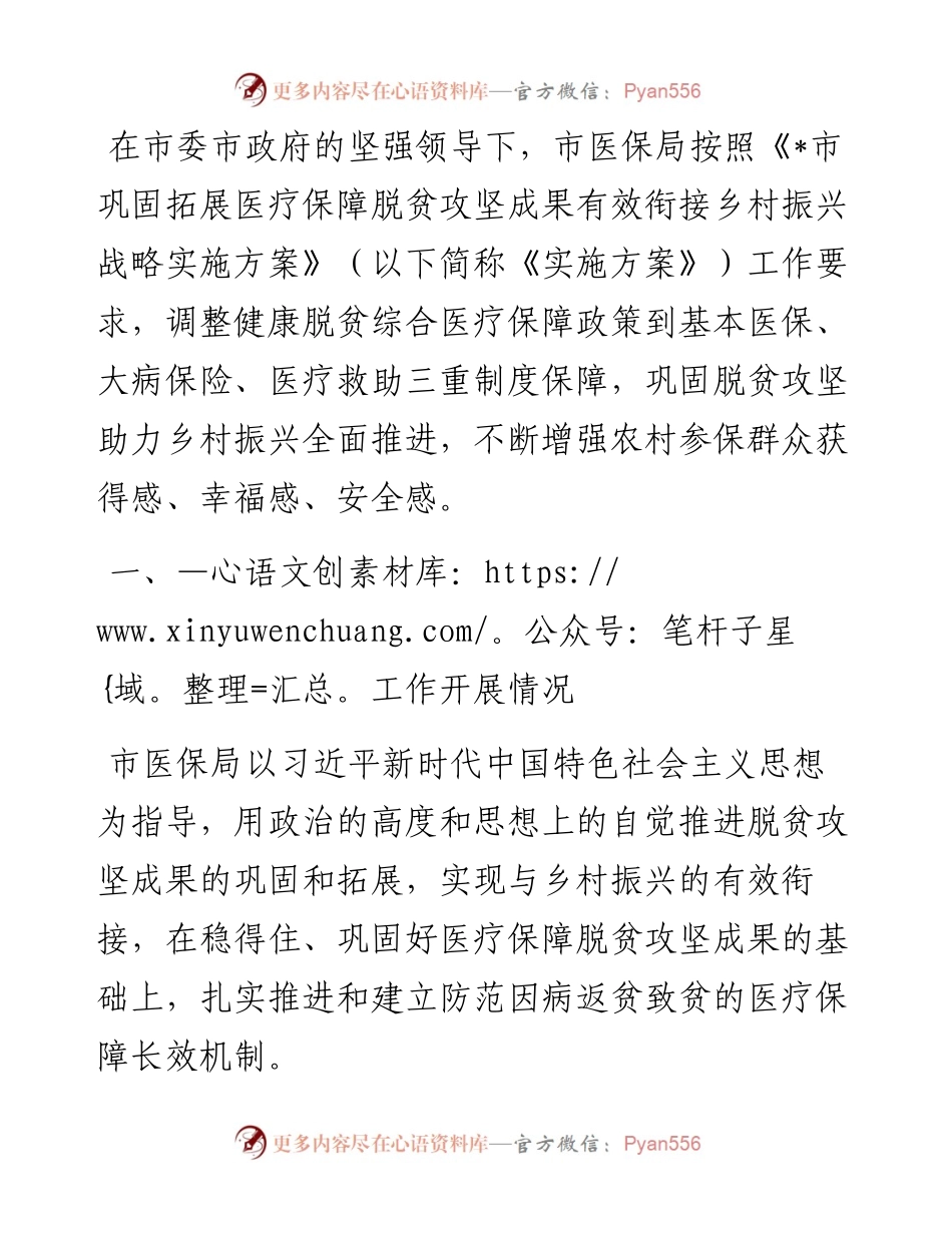 市医疗保障局2023年乡村振兴工作总结.docx_第1页