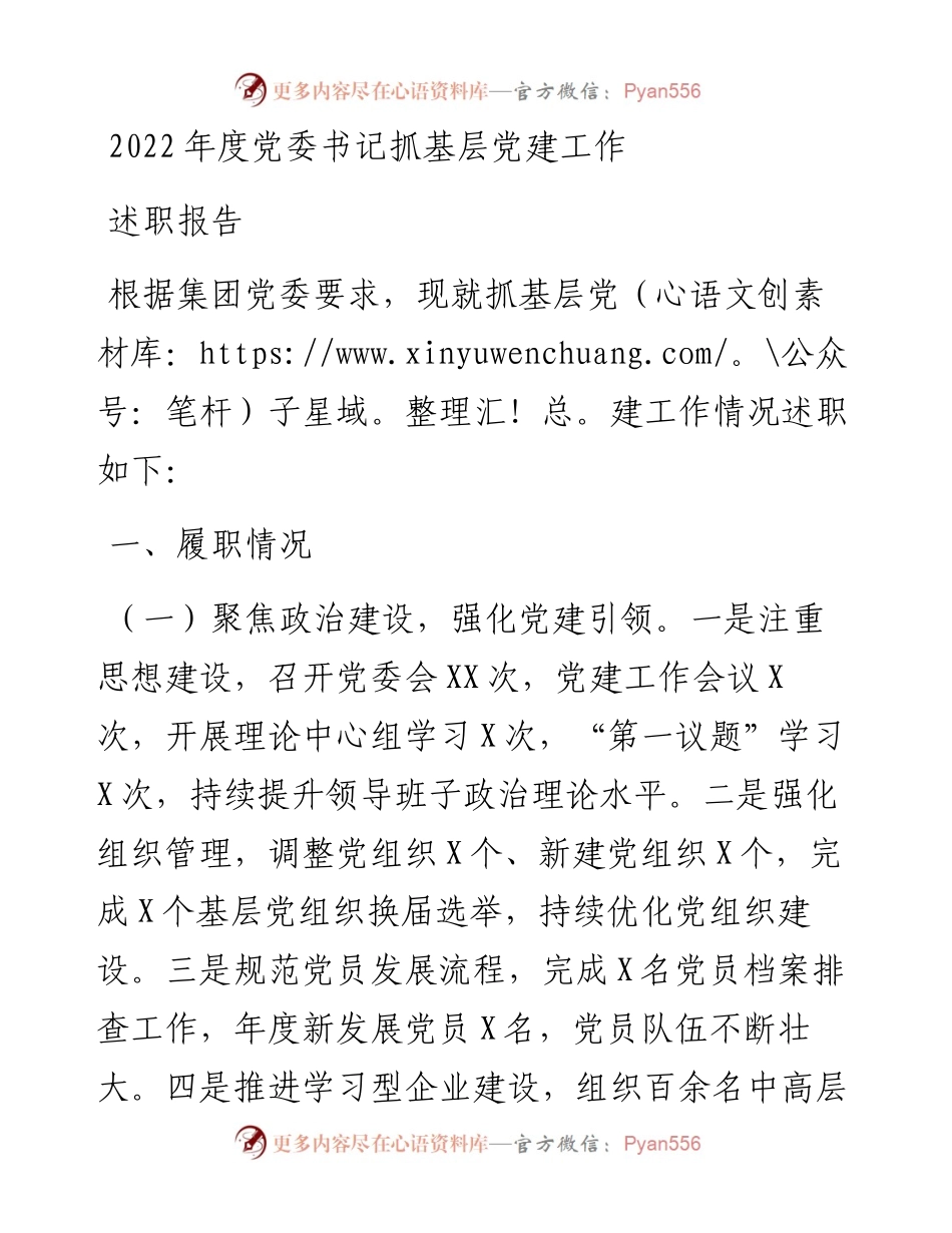 度党委书记抓基层党建工作述职报告.docx_第1页