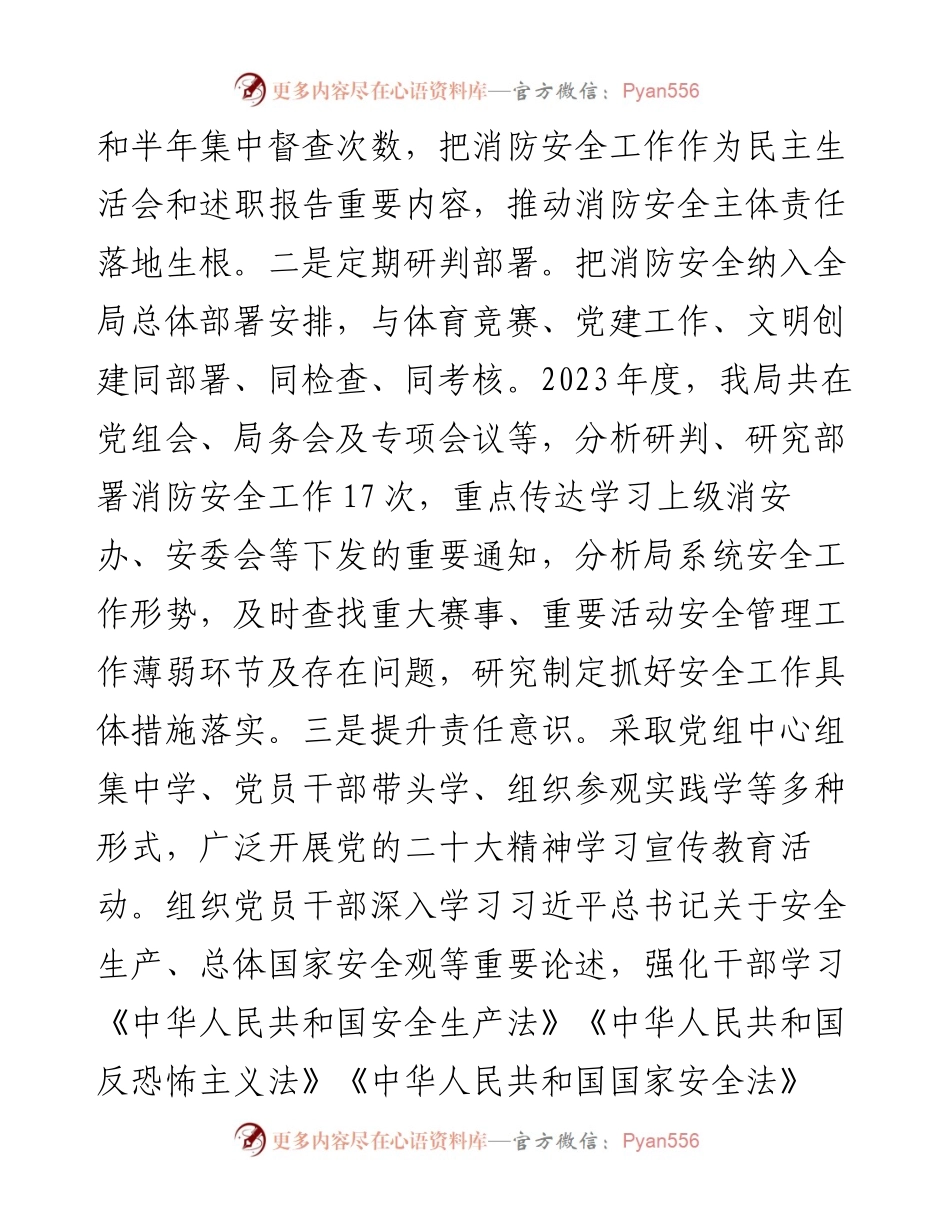 市体育局关于2023年度消防安全工作落实情况的总结报告.docx_第2页