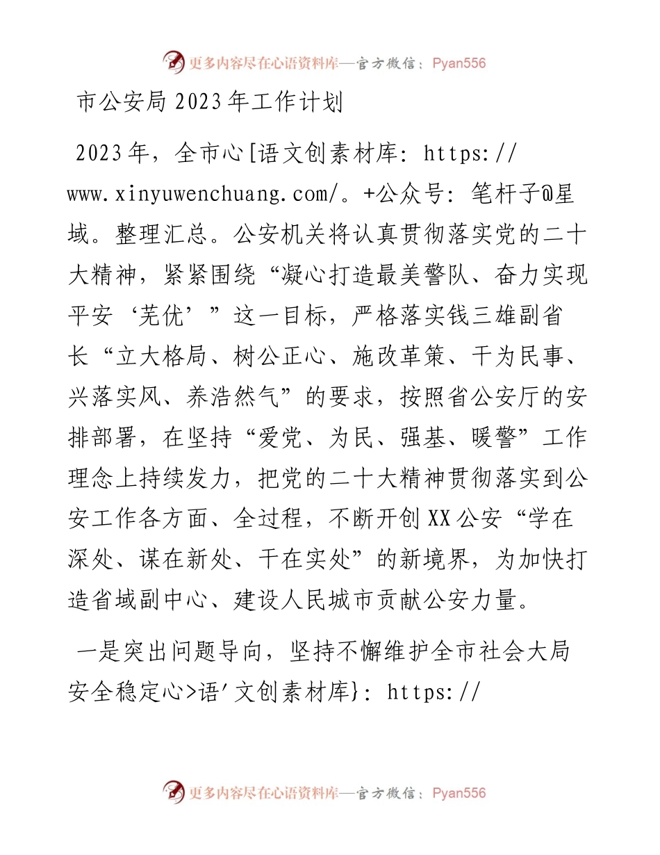 市公安局2023年工作计划.docx_第1页