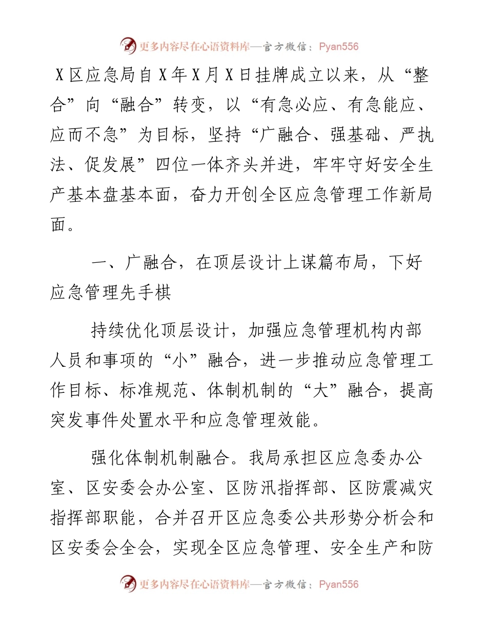 应急管理局工作经验交流材料.docx_第1页
