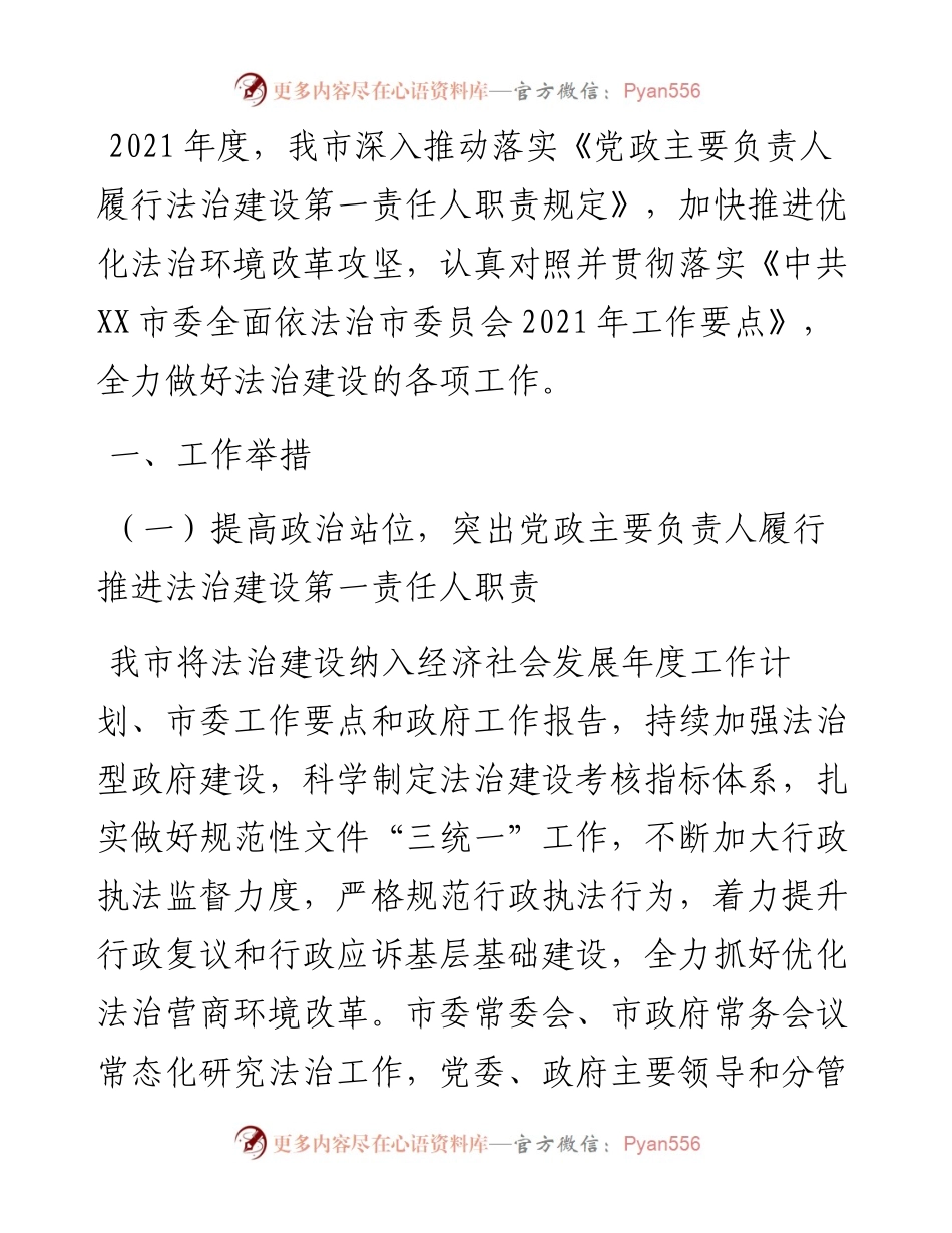 度XX市法治建设工作总结.docx_第1页