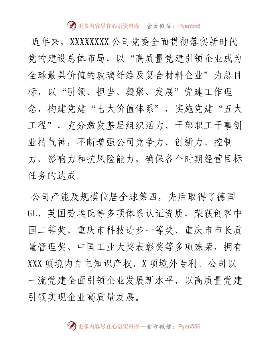 度公司党建工作经验汇报.docx_第1页