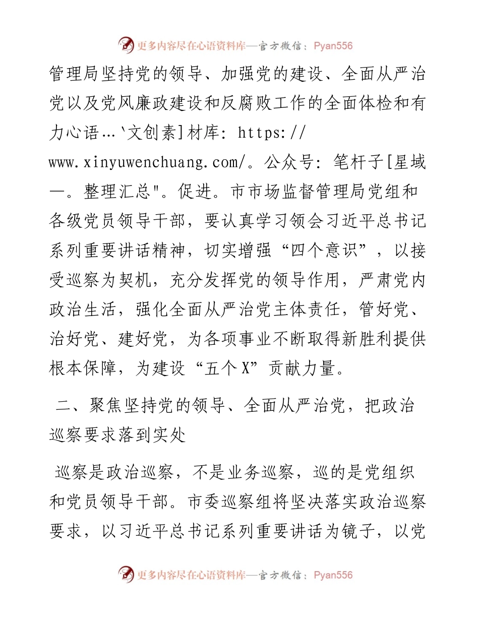 市委第X巡察组组长在对市场监督管理局开展巡察工作动员会上的讲话.docx_第2页