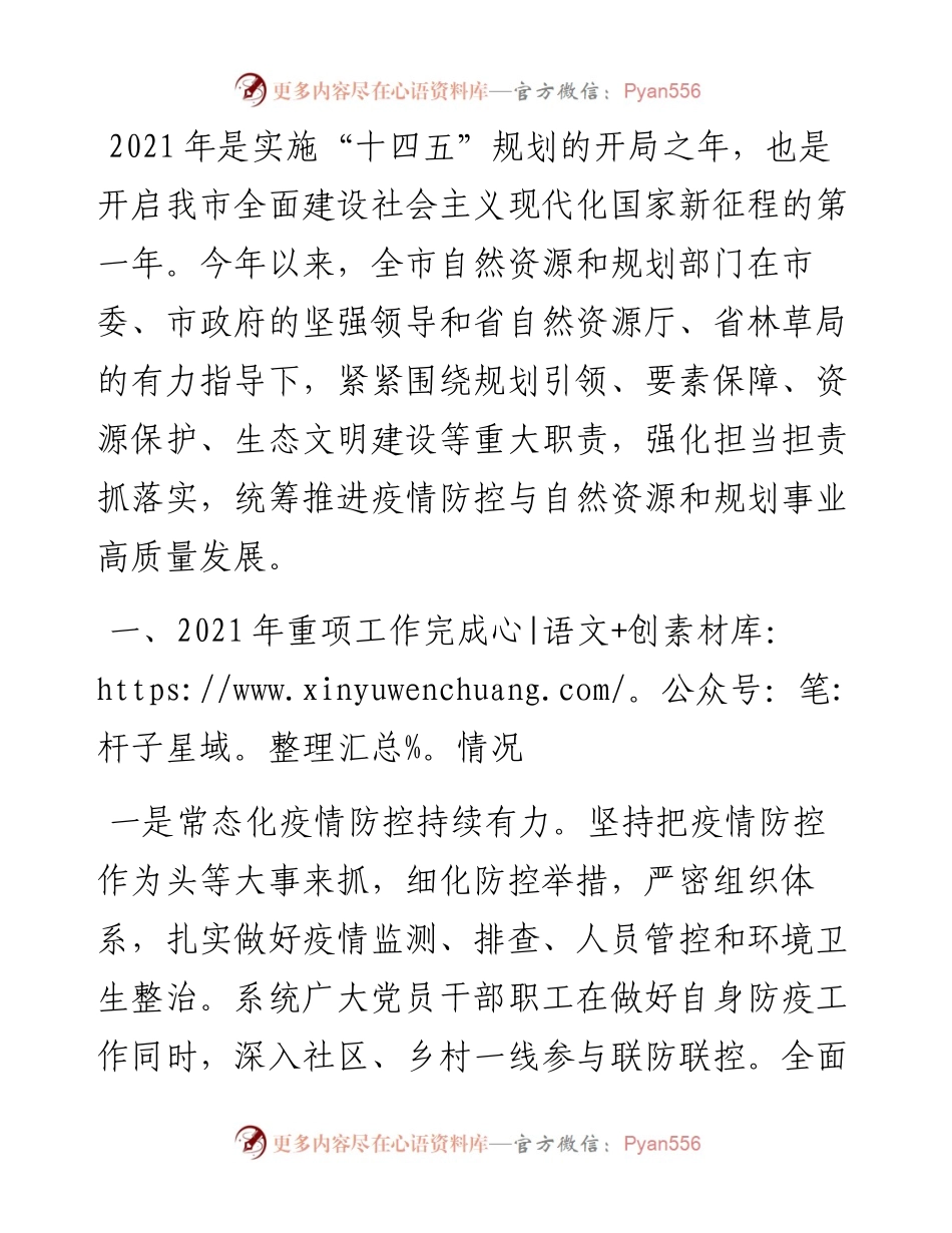 市自然资源和规划局工作总结和工作谋划.docx_第1页