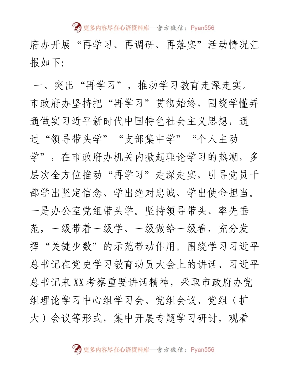 市政府办“再学习、再调研、再落实”活动开展情况汇报.docx_第2页