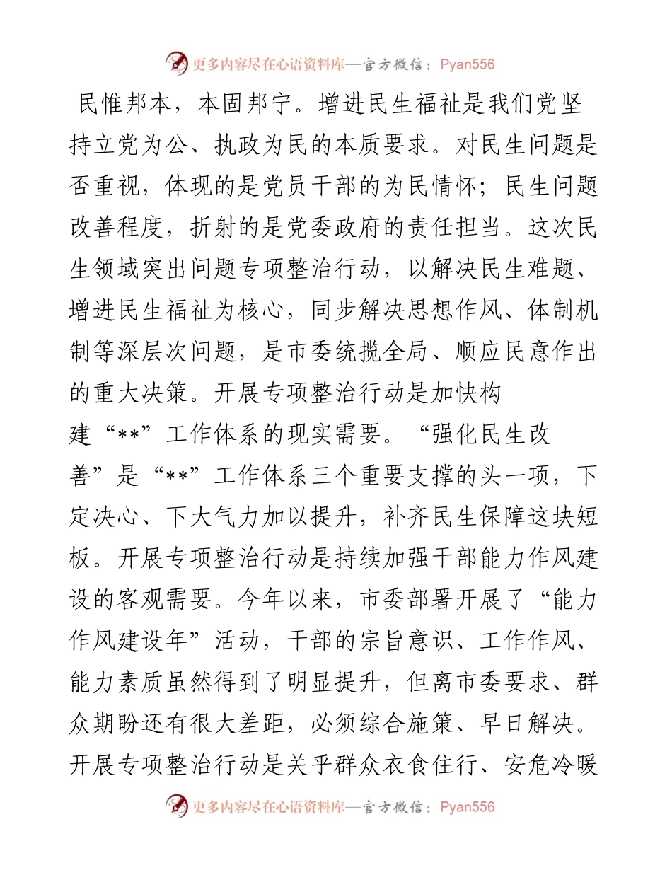 市委副书记在民生领域突出问题专项整治行动推进会上的讲话.docx_第2页