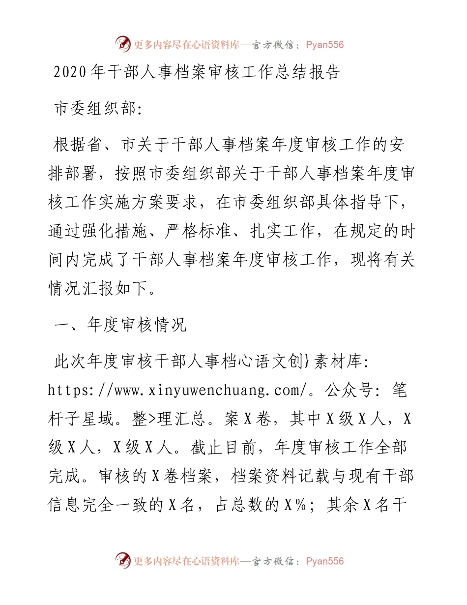 干部人事档案审核工作总结报告.docx_第1页
