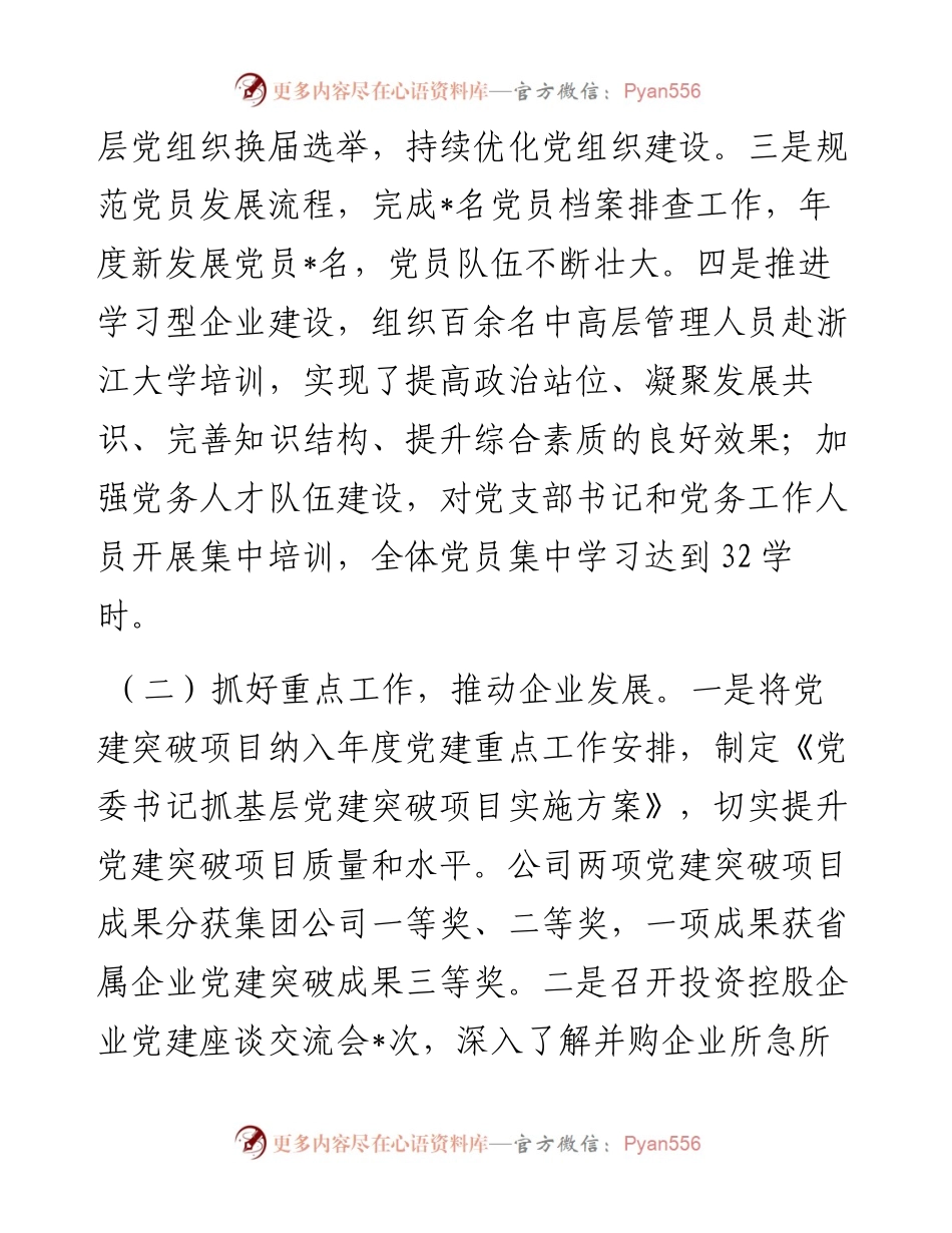 度公司党委书记抓基层党建工作述职报告.docx_第2页