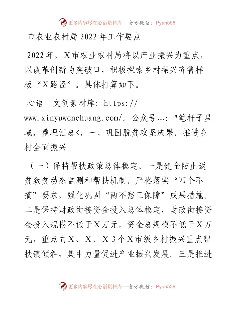 市农业农村局工作要点.docx_第1页