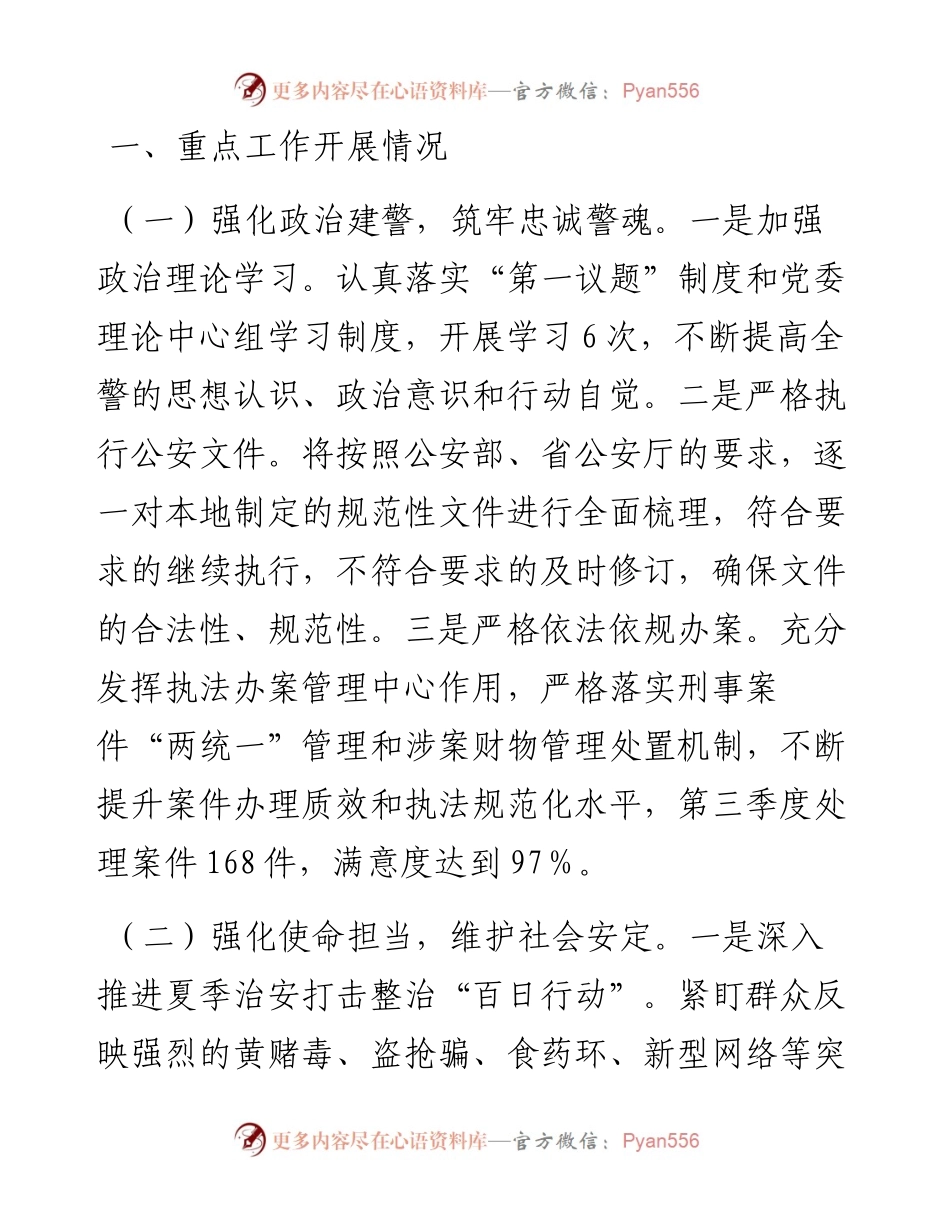 市公安局2024年第三季度工作总结.docx_第1页