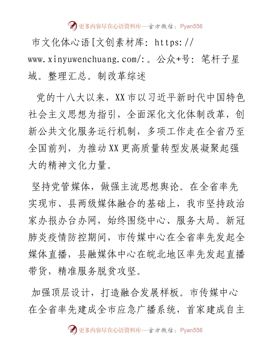 市文化体制改革综述.docx_第1页