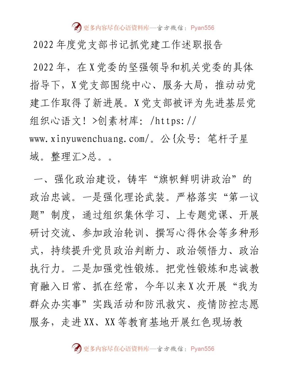 度党支部书记抓党建工作述职报告.docx_第1页