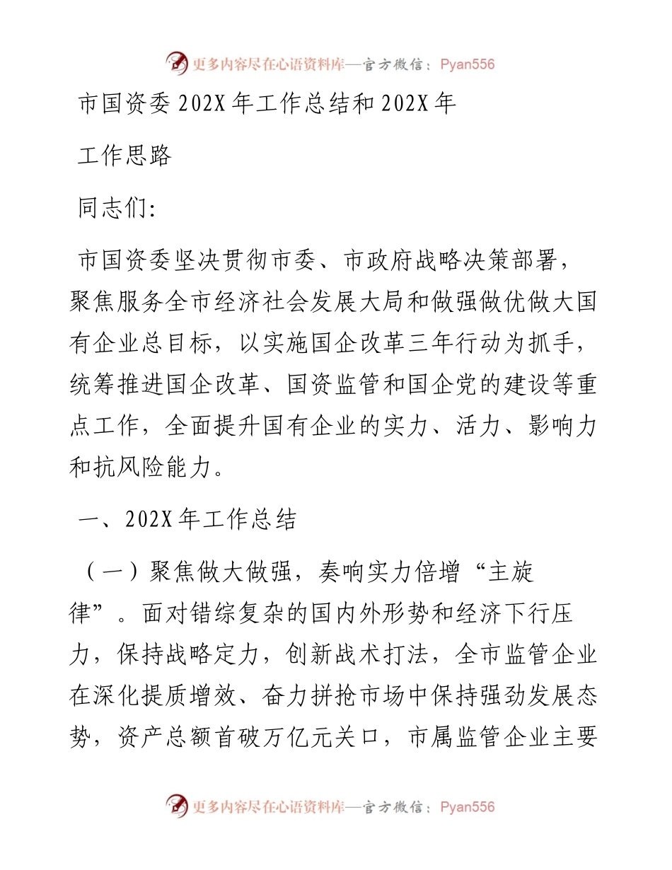 市国资委工作总结和2023年工作思路.docx_第1页