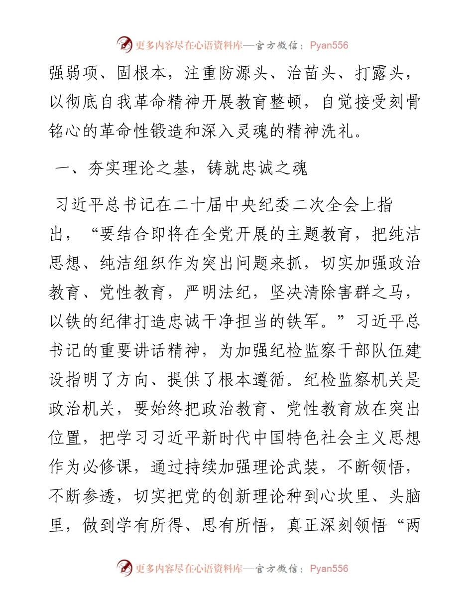 扎实开展教育整顿打造忠诚纯洁纪检铁军交流研讨发言.docx_第2页