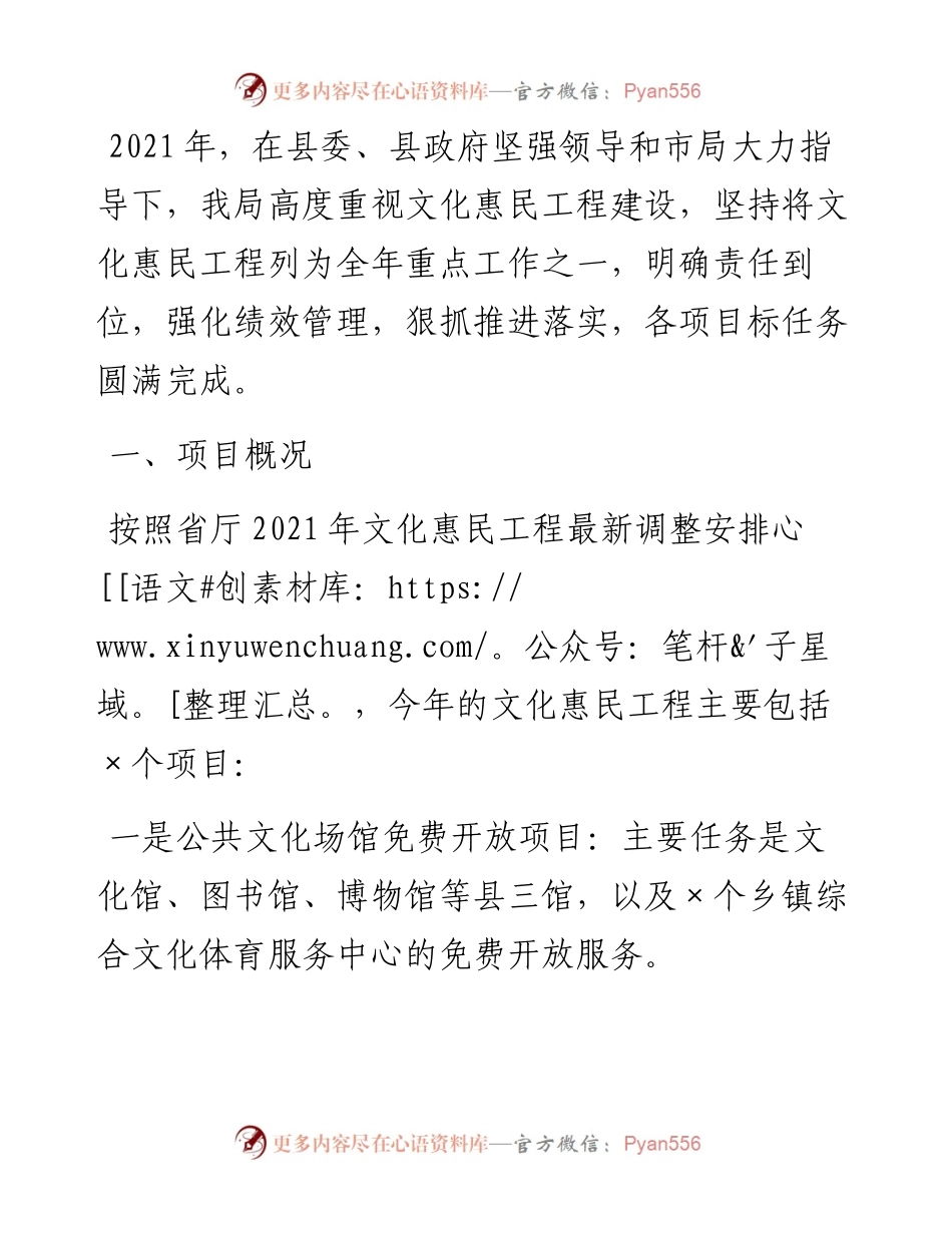 文化惠民工程工作报告.docx_第1页