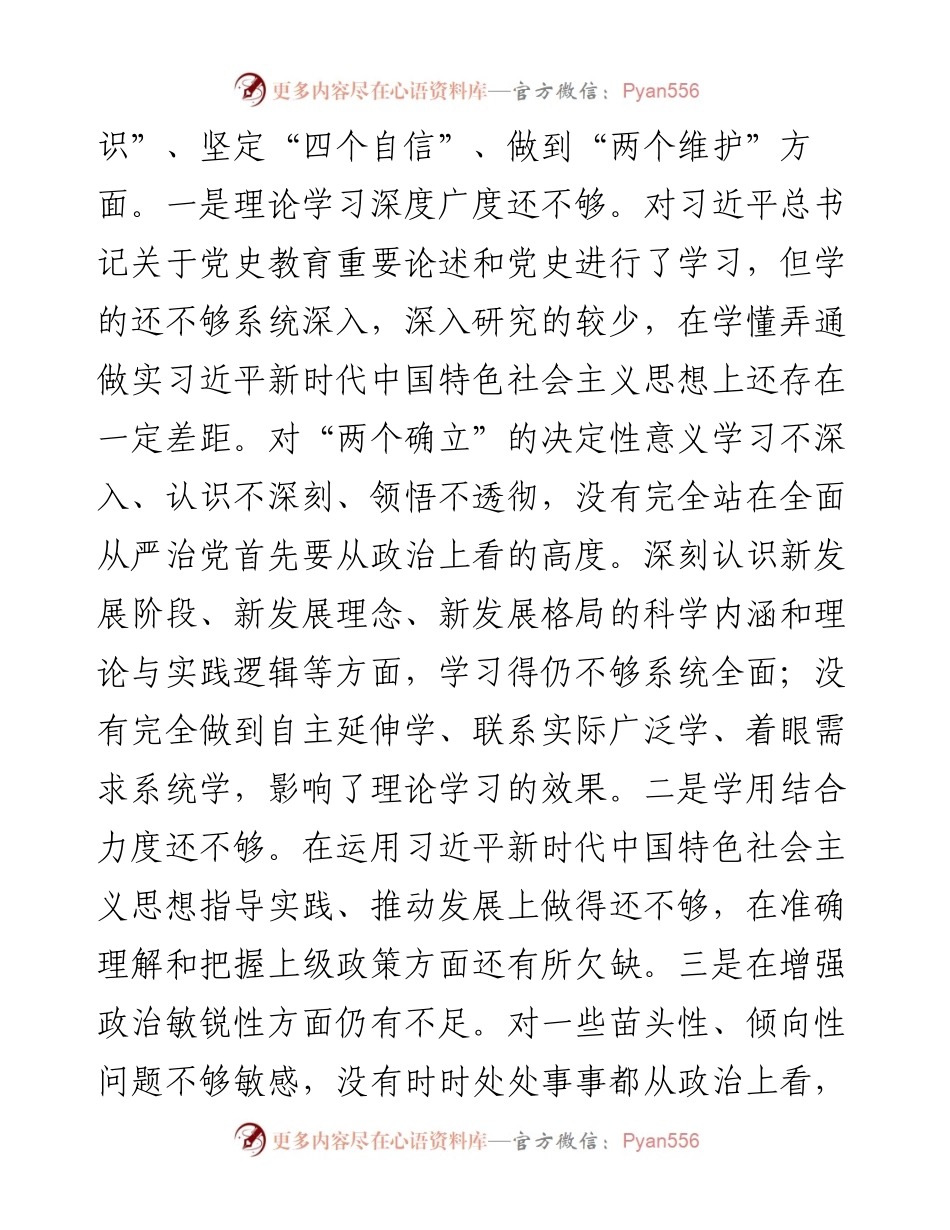 市委常委、组织部长党史学习教育专题民主生活会对照检查材料.docx_第2页