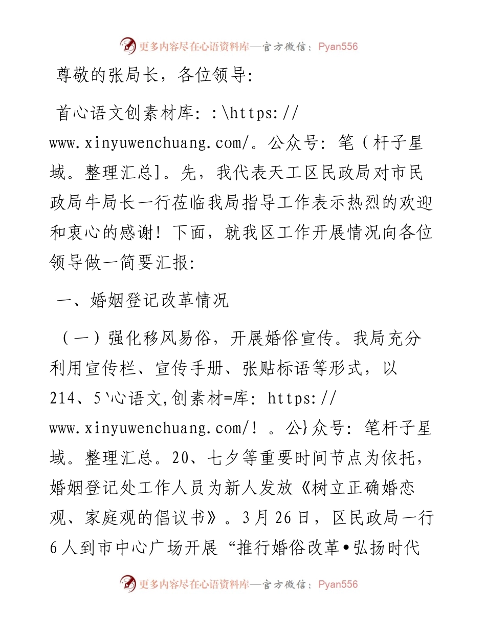 市民政局调研工作情况汇报发言.docx_第1页