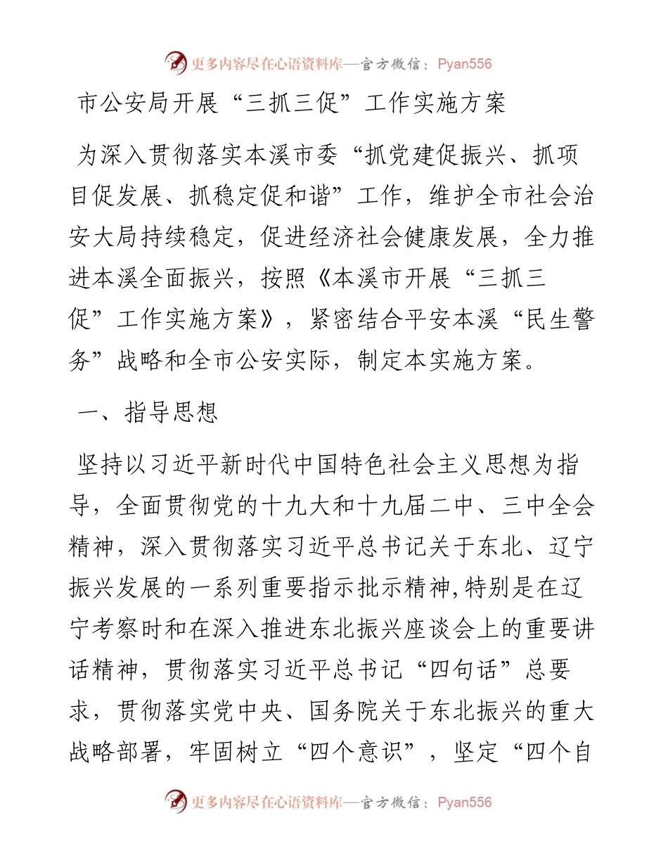 市公安局开展“三抓三促”工作实施方案.docx_第1页