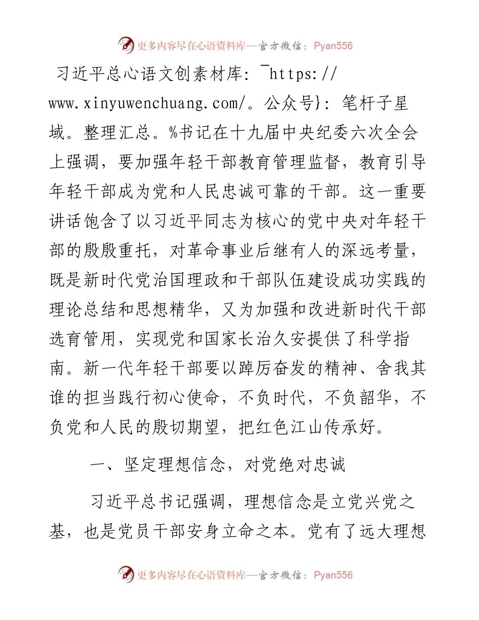 年轻干部培养选拔座谈会发言提纲.docx_第1页