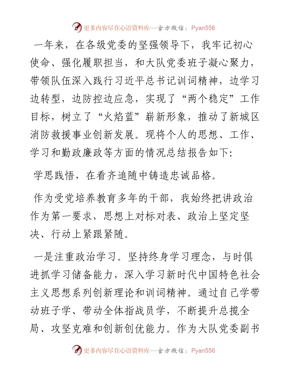 度消防救援主官述职述廉报告.docx_第1页