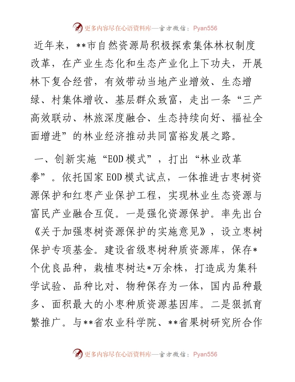 市自然资源局集体林权制度改革工作情况汇报.docx_第1页