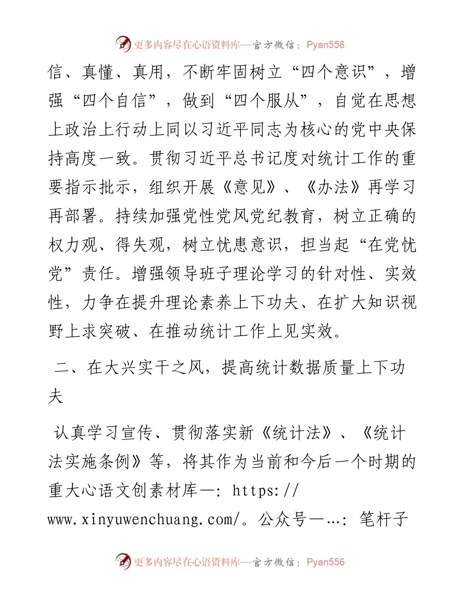 市统计局领导干部关于巡察整改工作研讨发言：“五下功夫”推动巡察整改与业务工作双融合.docx_第2页