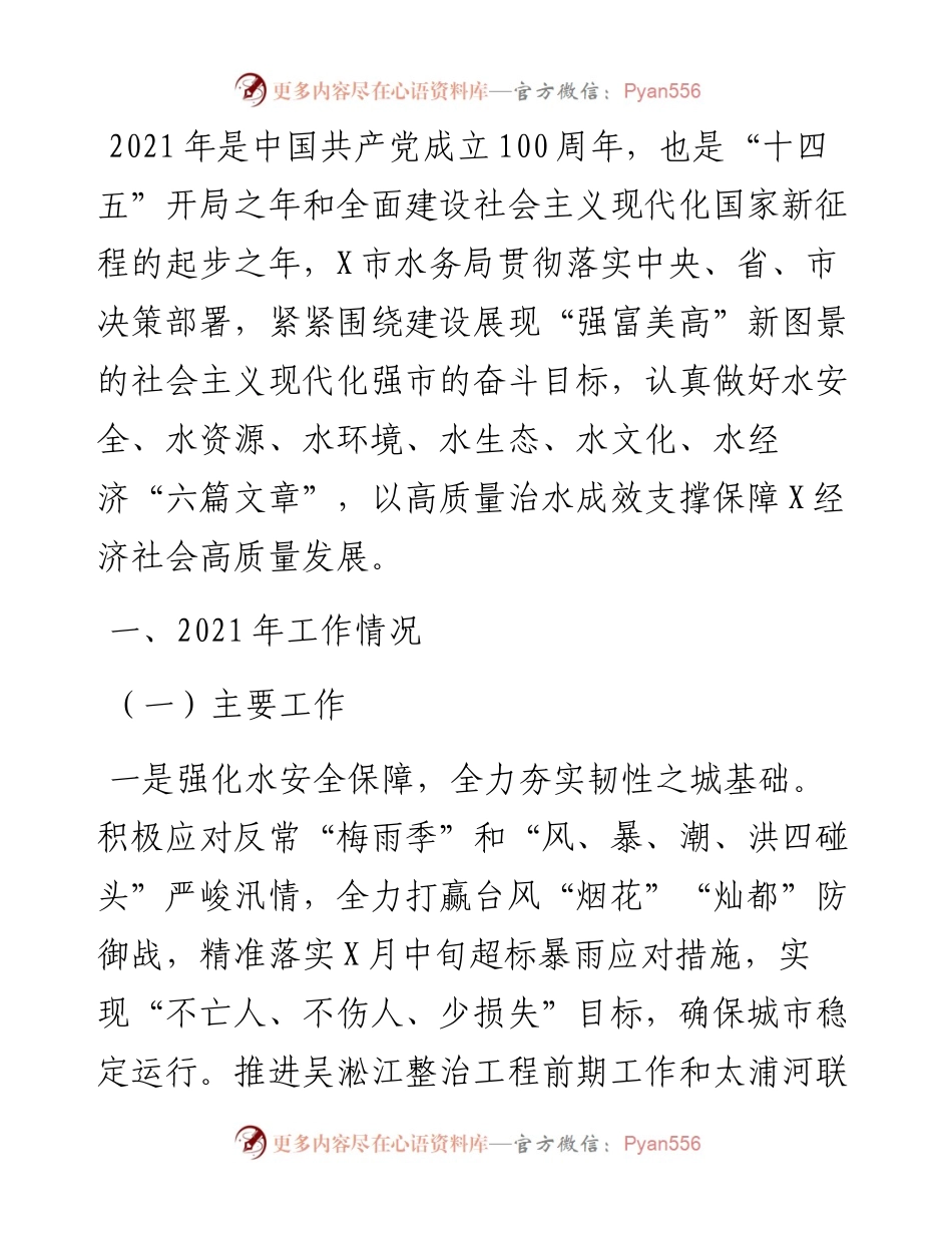 市水务局工作总结和工作打算.docx_第1页