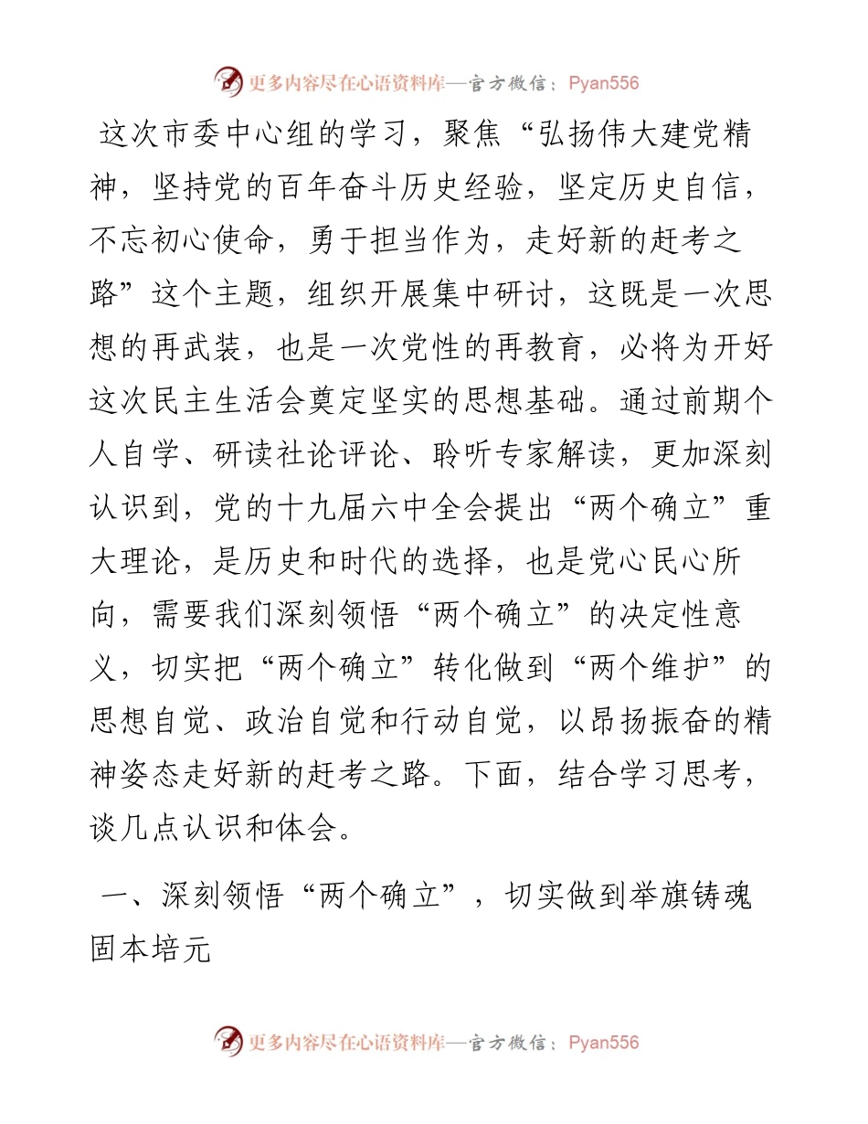 市委班子成员党史学习教育专题民主生活会研讨发言.docx_第1页