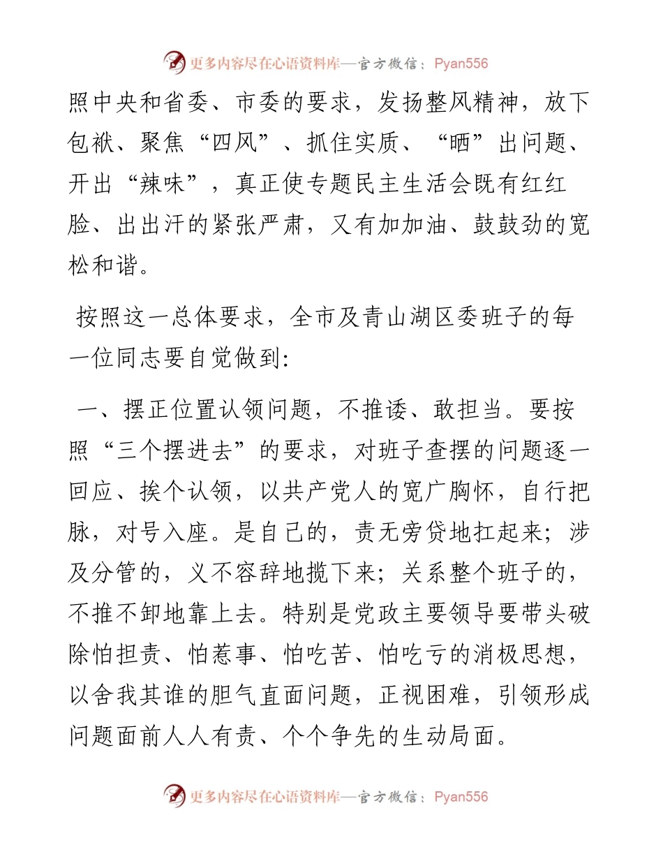 王文涛：在青山湖区委常委班子专题民主生活会上的书面讲话(1).docx_第2页