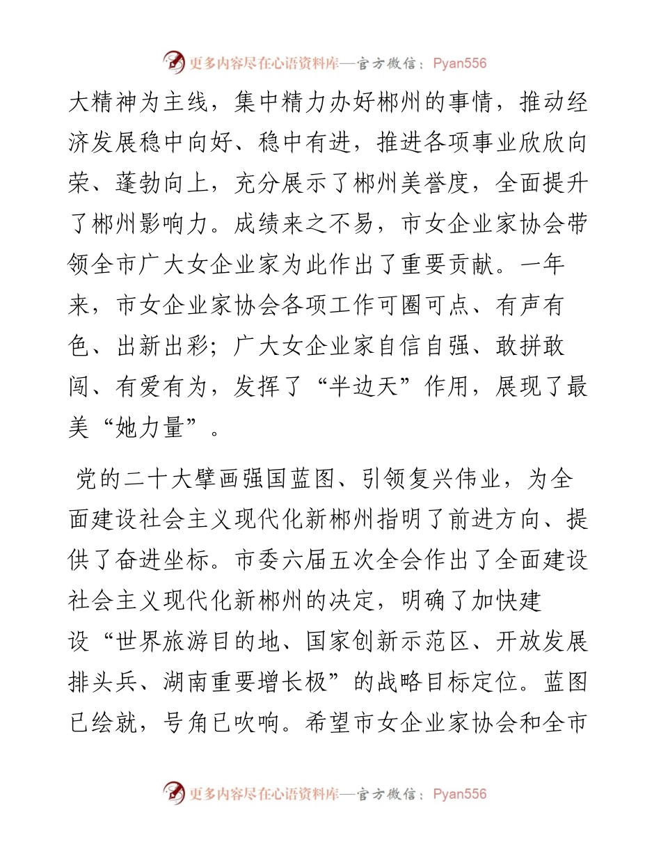 欧阳锋：在郴州市女企业家协会年会上的致辞（1216）.docx_第2页