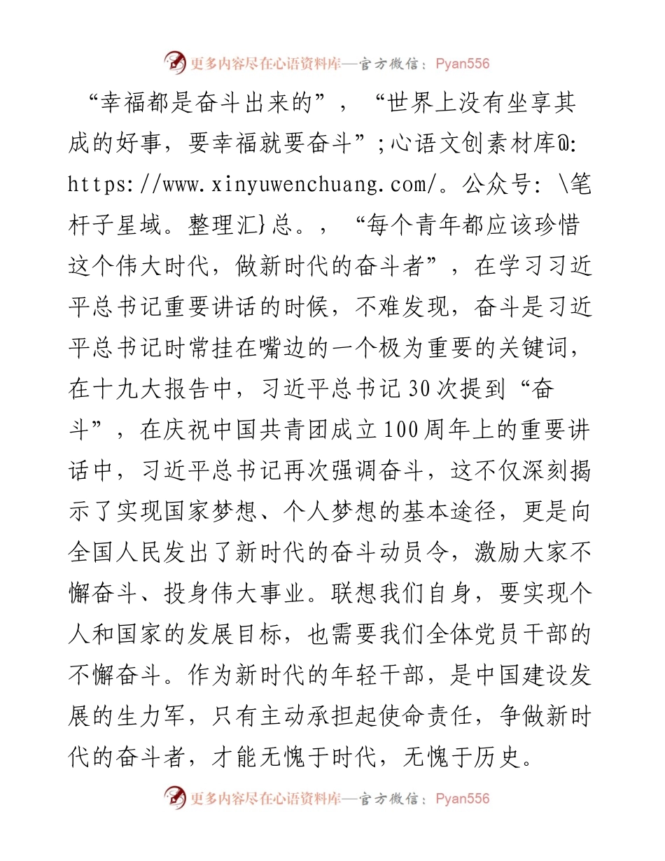 研讨发言：薪火相传 奋斗青春.docx_第1页