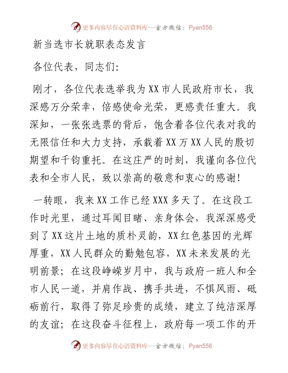 新当选市长就职表态发言.docx_第1页