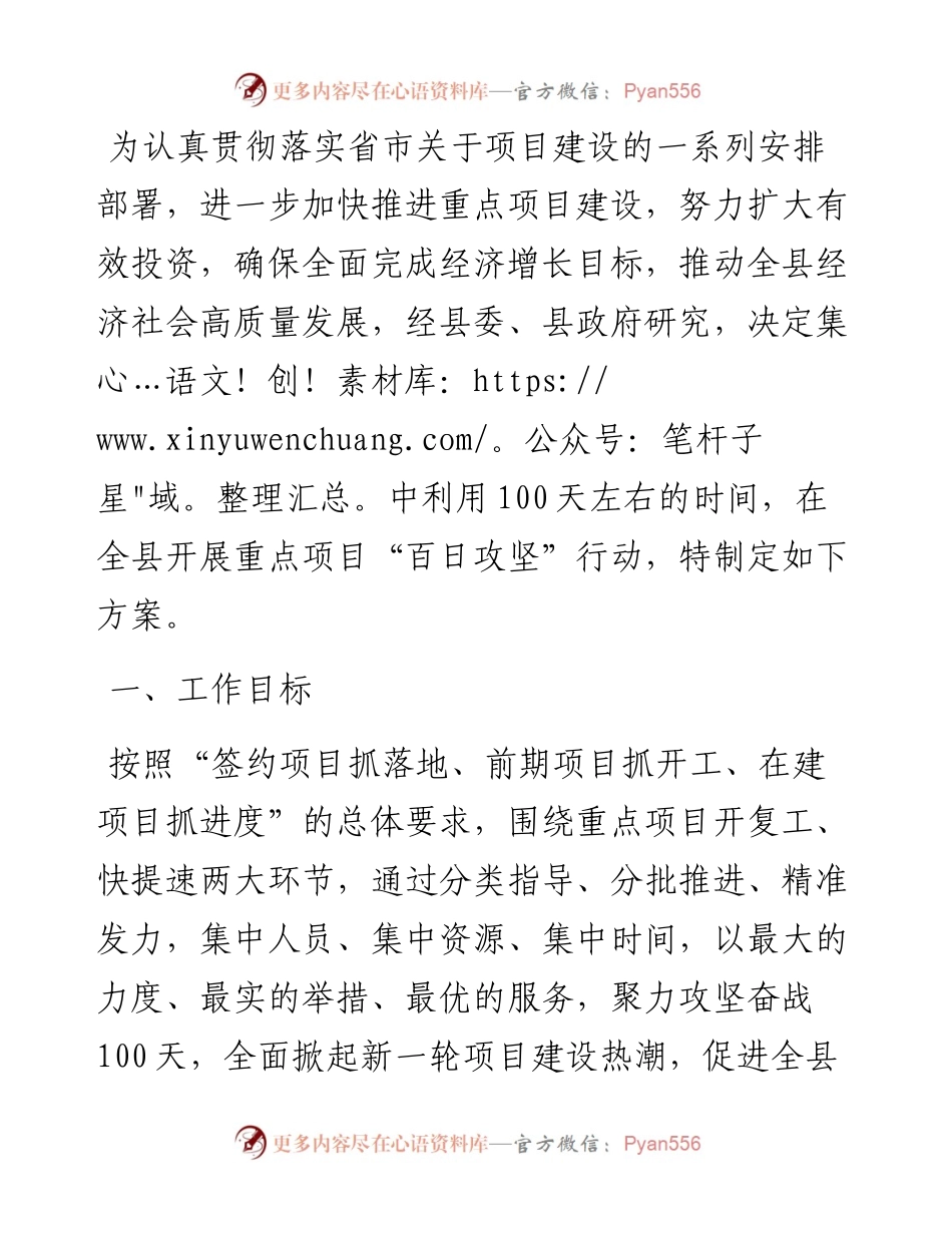 某县项目建设“百日攻坚行动”实施方案.docx_第1页