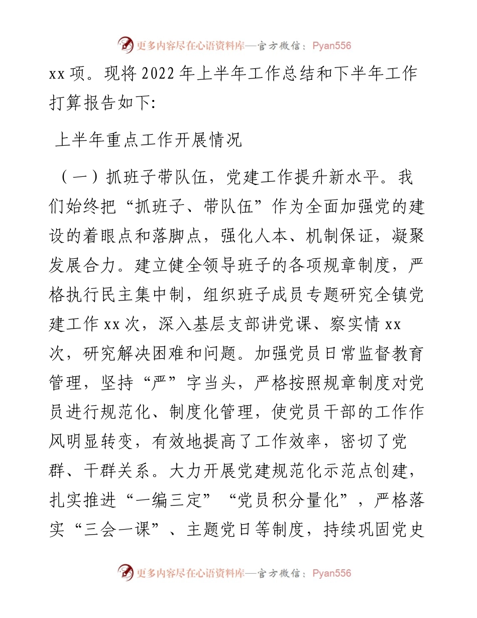 某乡镇上半年工作总结及下半年工作计划 (2).docx_第2页