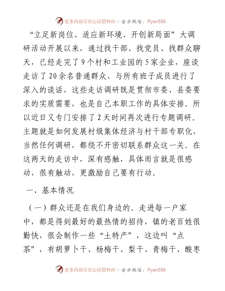 村干部专职化与村级集体经济发展的关系调研报告.docx_第1页