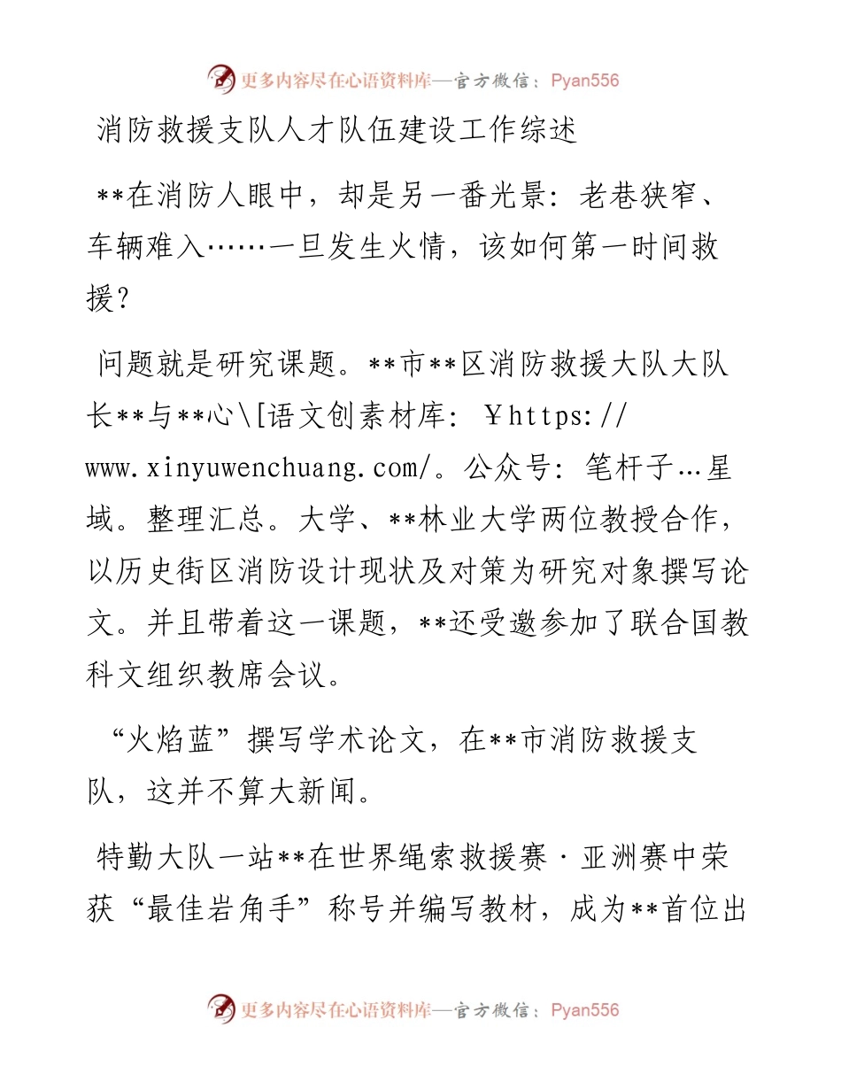 消防救援支队人才队伍建设工作综述.docx_第1页