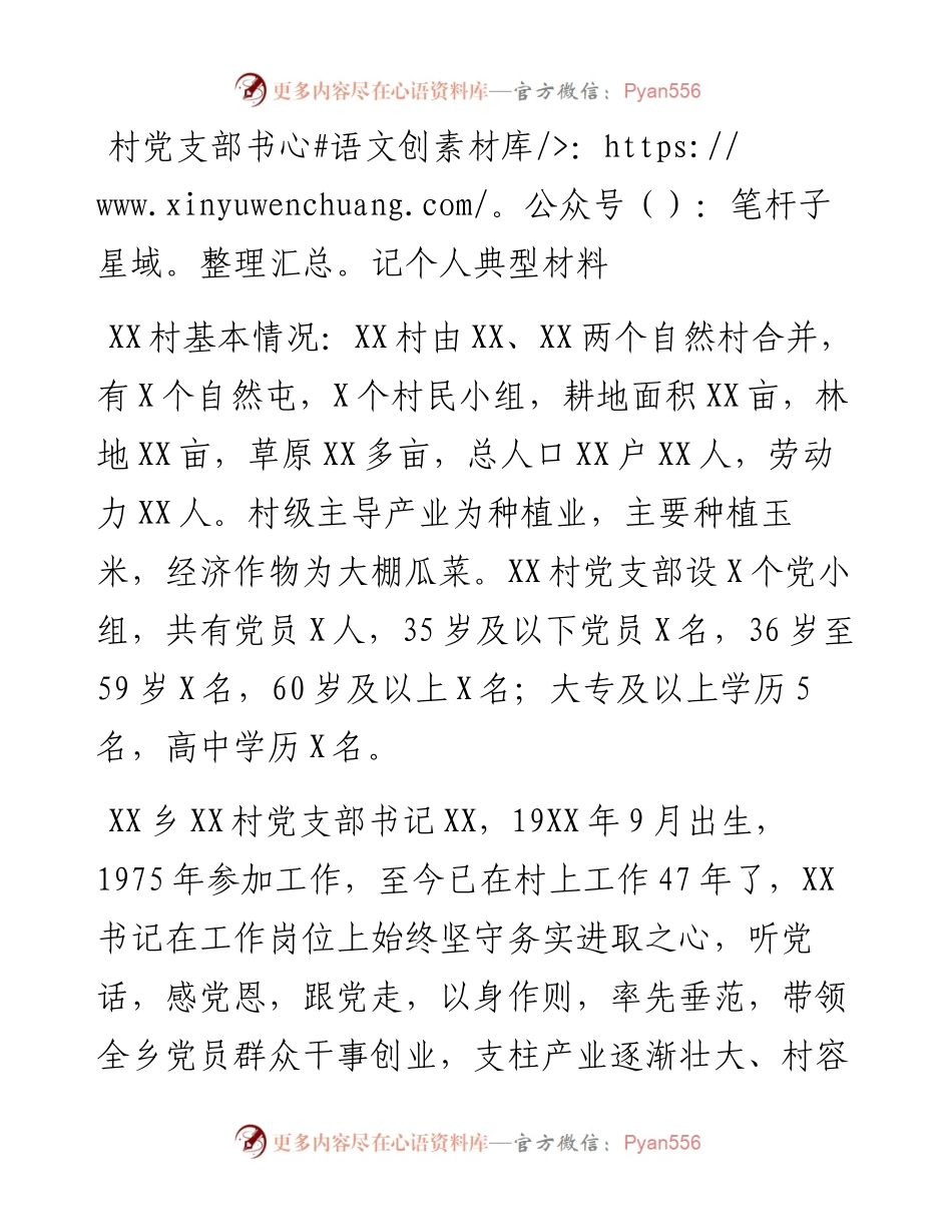 村党支部书记个人典型材料.docx_第1页
