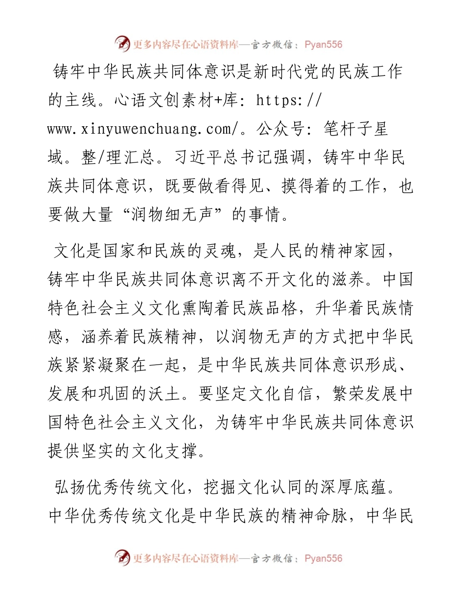 研讨发言：为铸牢中华民族共同体意识提供坚实的文化支撑.docx_第1页