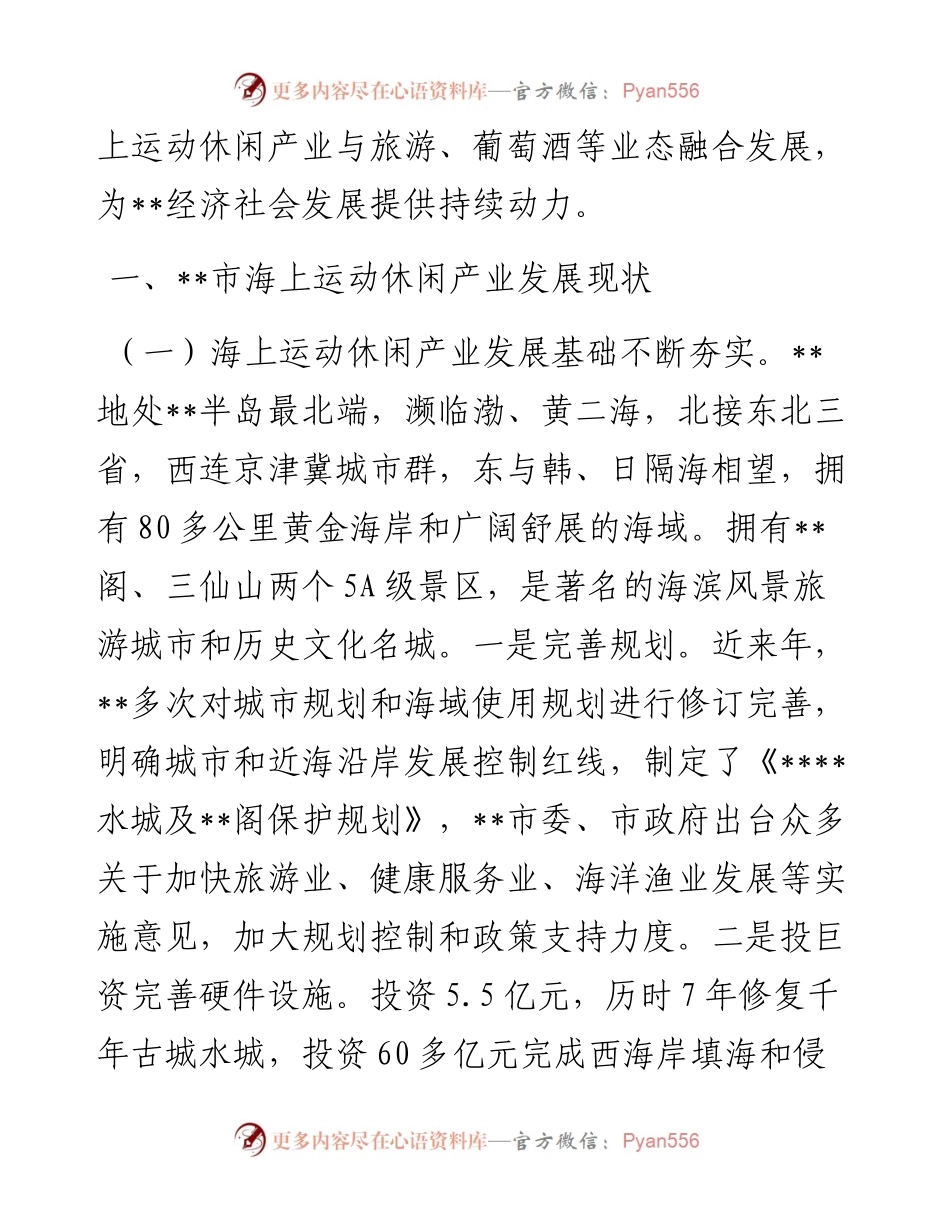 某市海上运动休闲产业发展情况汇报.docx_第2页