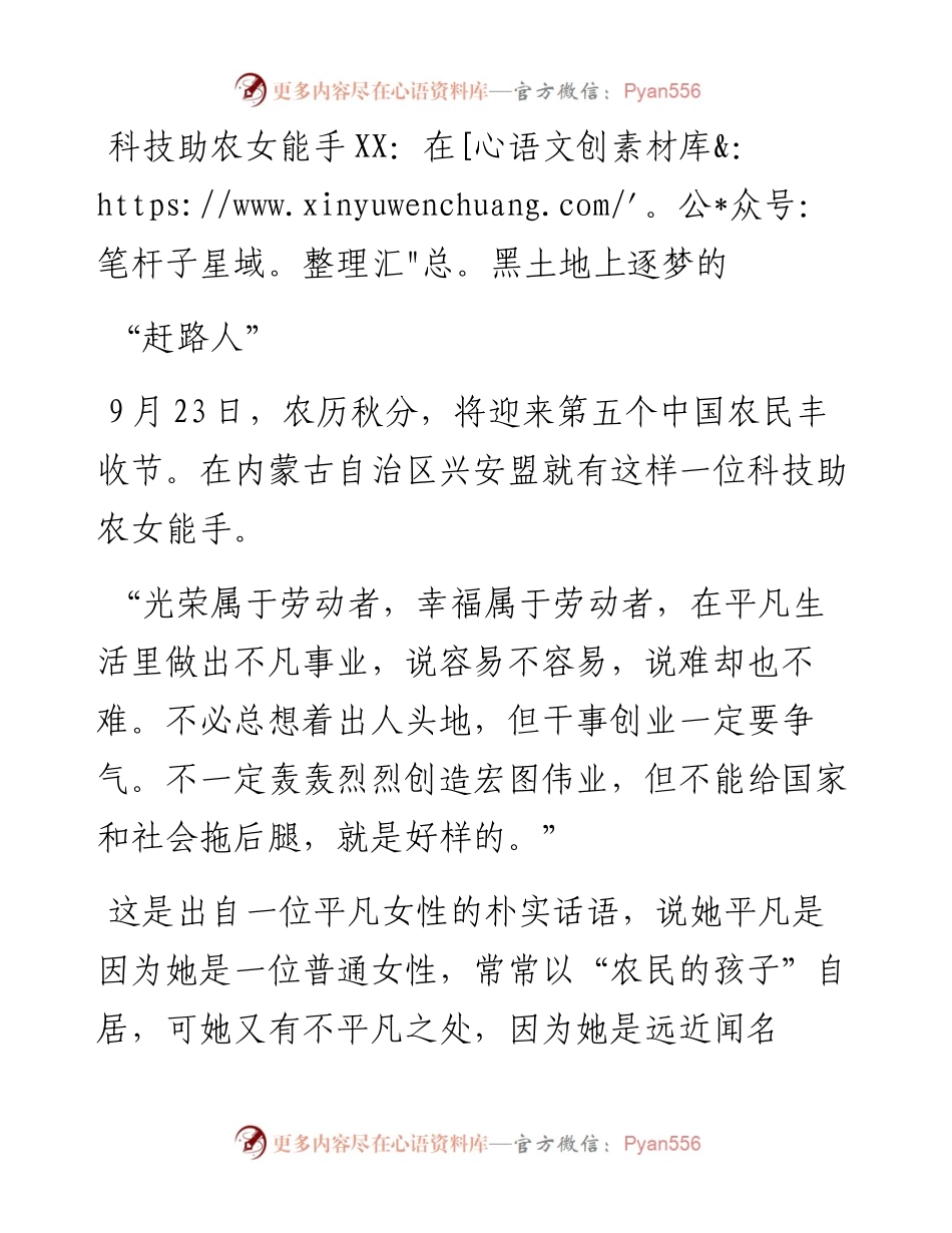科技助农女能手XX：在黑土地上逐梦的“赶路人”.docx_第1页