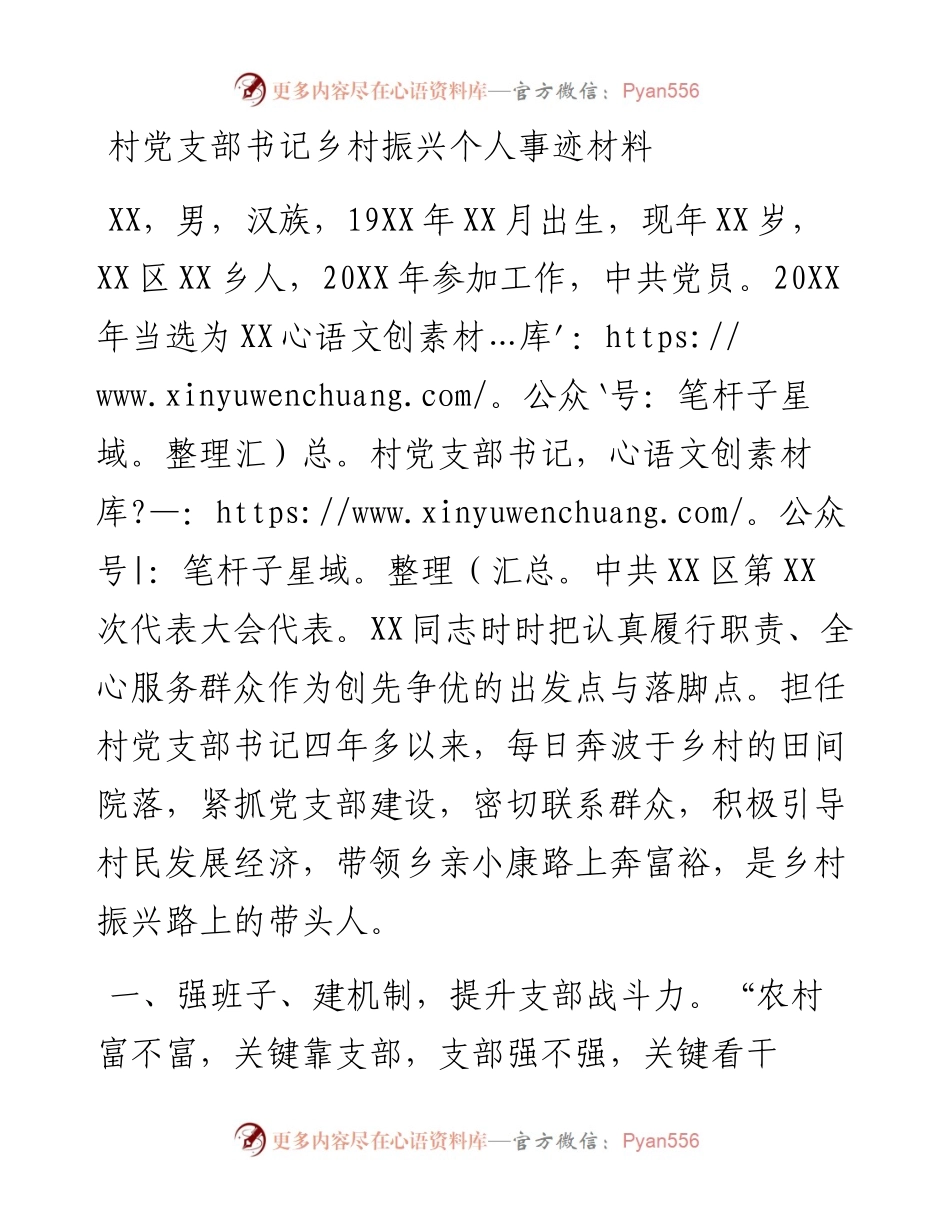 村党支部书记乡村振兴个人事迹材料.docx_第1页