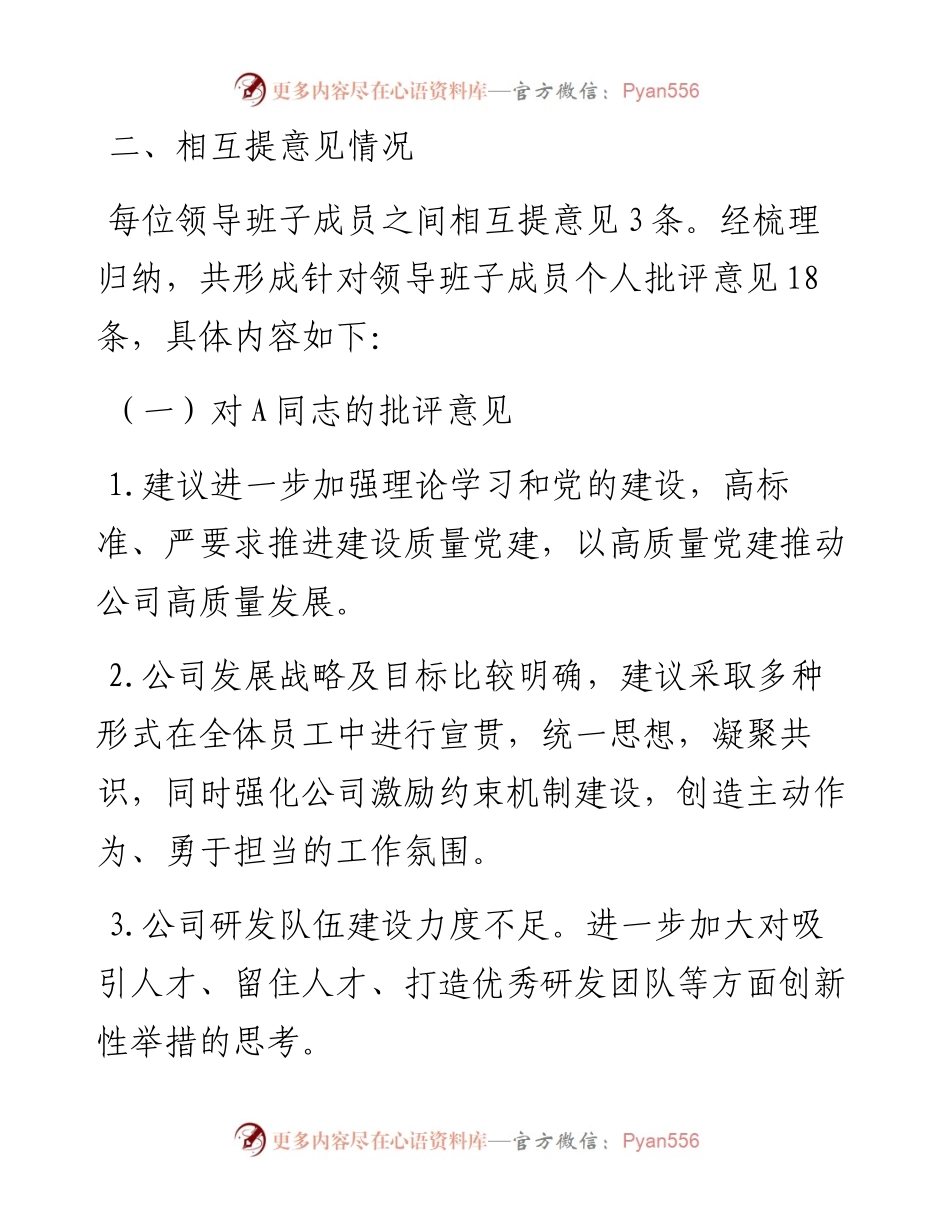某党支部领导班子相互提意见报告.docx_第2页